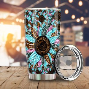 Leopard Tie Dye Sunflower Tumbler Cup Custom Car Decoration