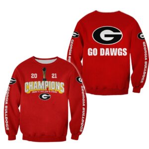 2021 Champions Georgia Bulldogs Red 3D Shirt
