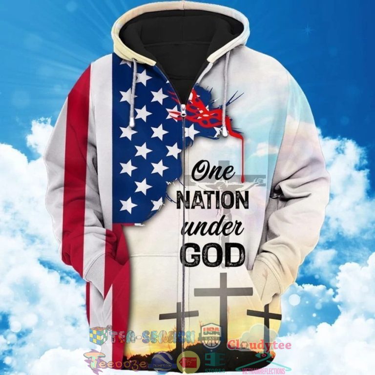 4Th-Of-July-Independence-Day-American-Flag-One-Nation-Under-God-3D-Hoodie-2