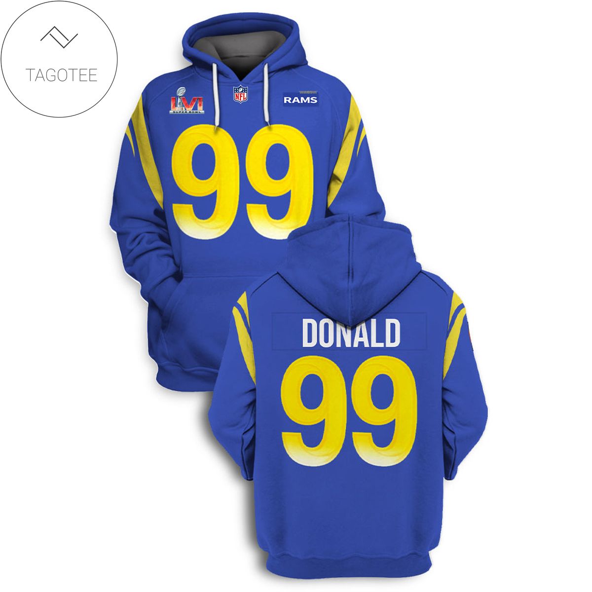 Aaron Donald No 99 Los Angeles Rams Navy Blue Hoodie Aaron Donald No 99 Los Angeles Rams Navy Blue Hoodie