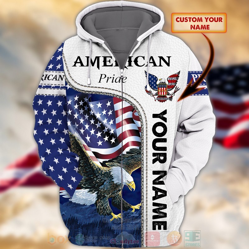 American Pride Custom Name 3D Zip Hoodie American Pride Custom Name 3D Zip Hoodie