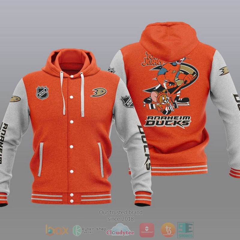 Anaheim Ducks Nhl Tom And Jerry Baseball Hoodie Jacket Anaheim Ducks Nhl Tom And Jerry Baseball Hoodie Jacket