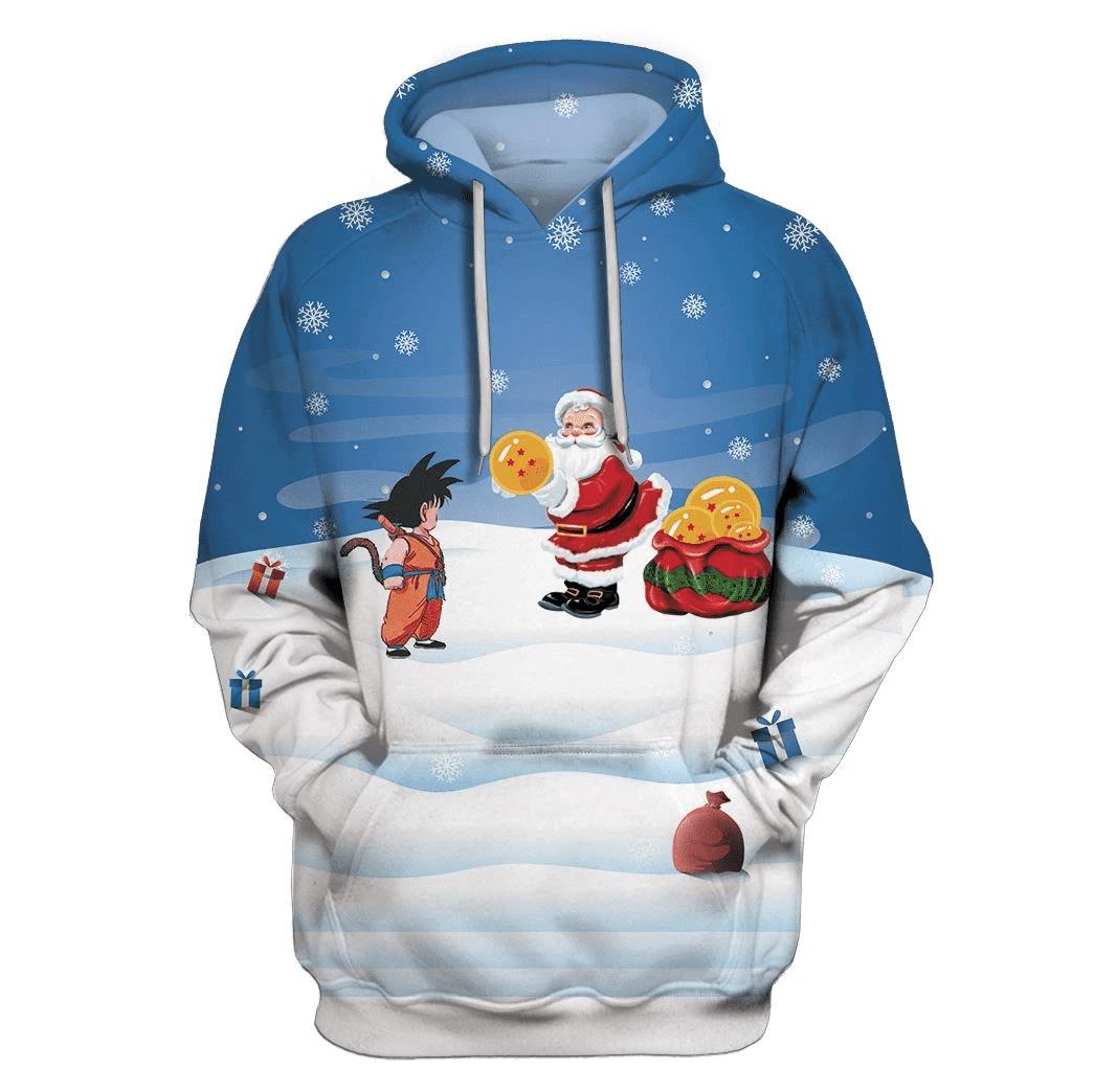 Anime Dragon Ball Son Goku And Santa 3D Hoodie Anime Dragon Ball Son Goku And Santa 3D Hoodie