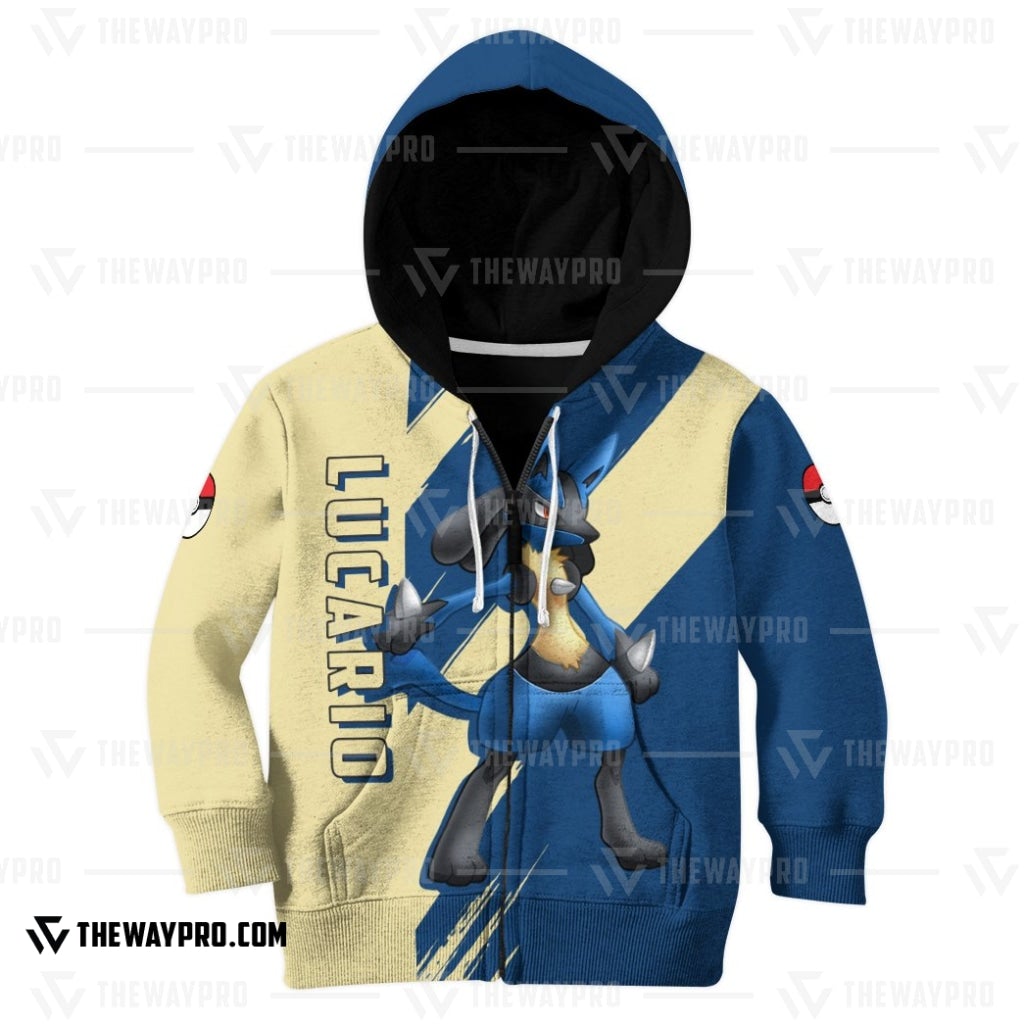 Anime Pokemon Lucario Kid 3D Hoodie Anime Pokemon Lucario Kid 3D Hoodie