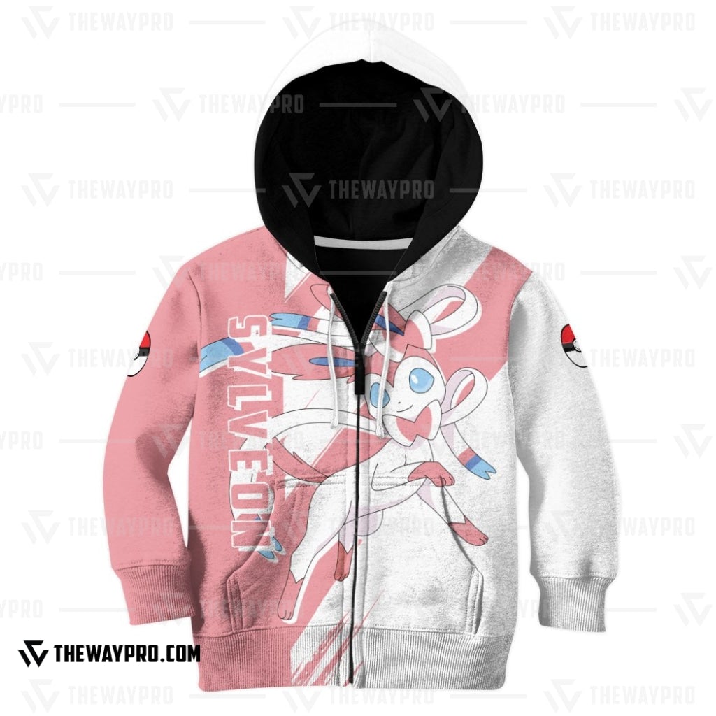Anime Pokemon Sylveon Kid 3D Hoodie Anime Pokemon Sylveon Kid 3D Hoodie