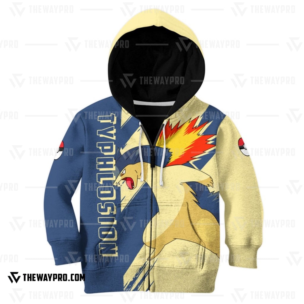 Anime Pokemon Typhlosion Kid 3D Hoodie Anime Pokemon Typhlosion Kid 3D Hoodie