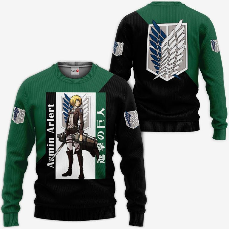 Armin-Arlert-Attack-On-Titan-Anime-Green-Black-3D-Hoodie-Bomber-Jacket-2