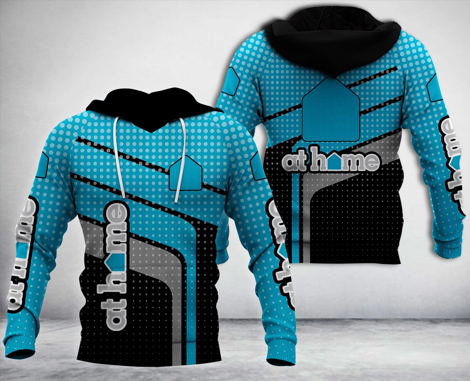 At Home Polka Dot Pattern Blue Black 3D Hoodie At Home Polka Dot Pattern Blue Black 3D Hoodie