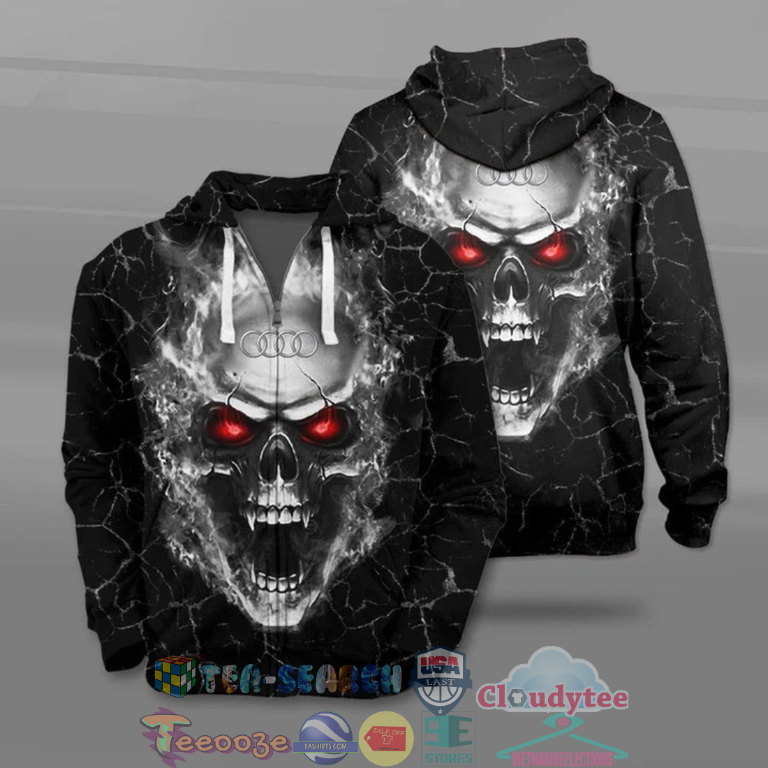 Audi Skull Ver 1 All Over Printed T-Shirt Hoodie Audi Skull Ver 1 All Over Printed T-Shirt Hoodie
