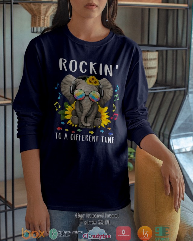 Autism Awareness Elephant Rockin To A Different Tune Shirt Autism Awareness Elephant Rockin To A Different Tune Shirt