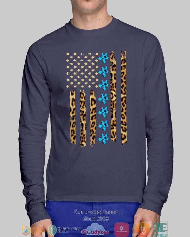 Autism Awareness Leopard Pattern Us Thin Line Flag Shirt Autism Awareness Leopard Pattern Us Thin Line Flag Shirt