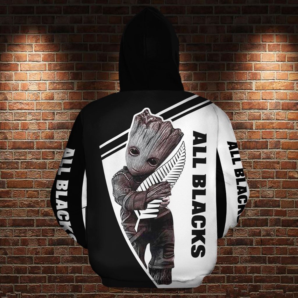 Baby Groot Hug All Black 3D Hoodie Baby Groot Hug All Black 3D Hoodie