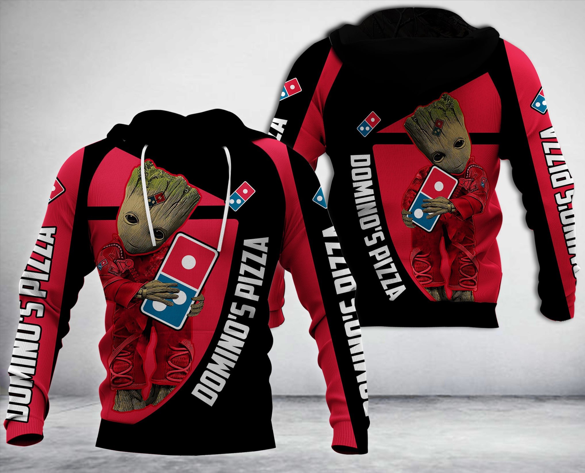 Baby Groot Hug Domino’S Pizza 3D Hoodie Baby Groot Hug Domino’S Pizza 3D Hoodie