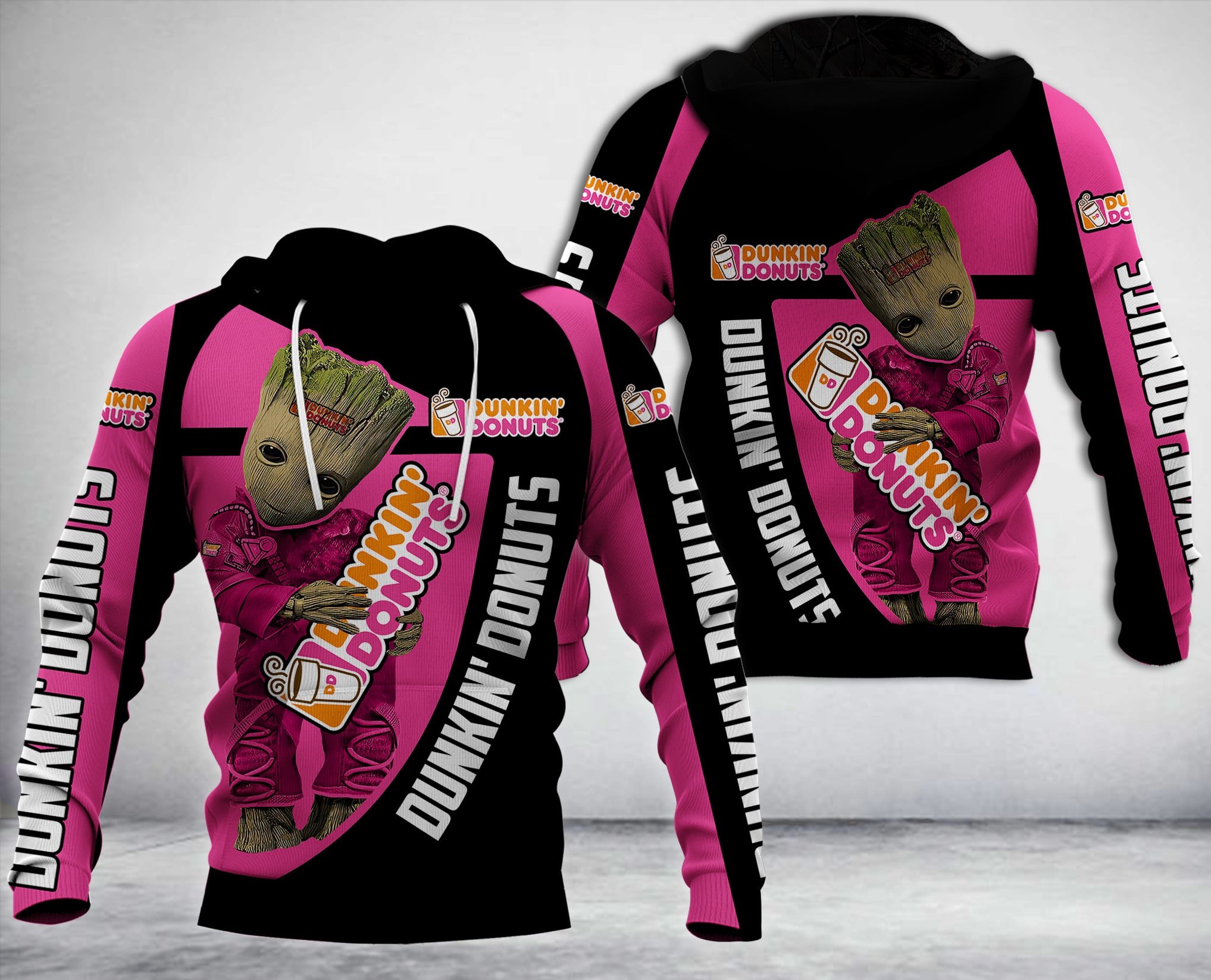 Baby Groot Hug Dunkin’ Donuts 3D Hoodie Baby Groot Hug Dunkin’ Donuts 3D Hoodie