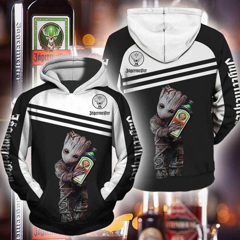 Baby Groot Hug Jagermeister 3D Hoodie Baby Groot Hug Jagermeister 3D Hoodie