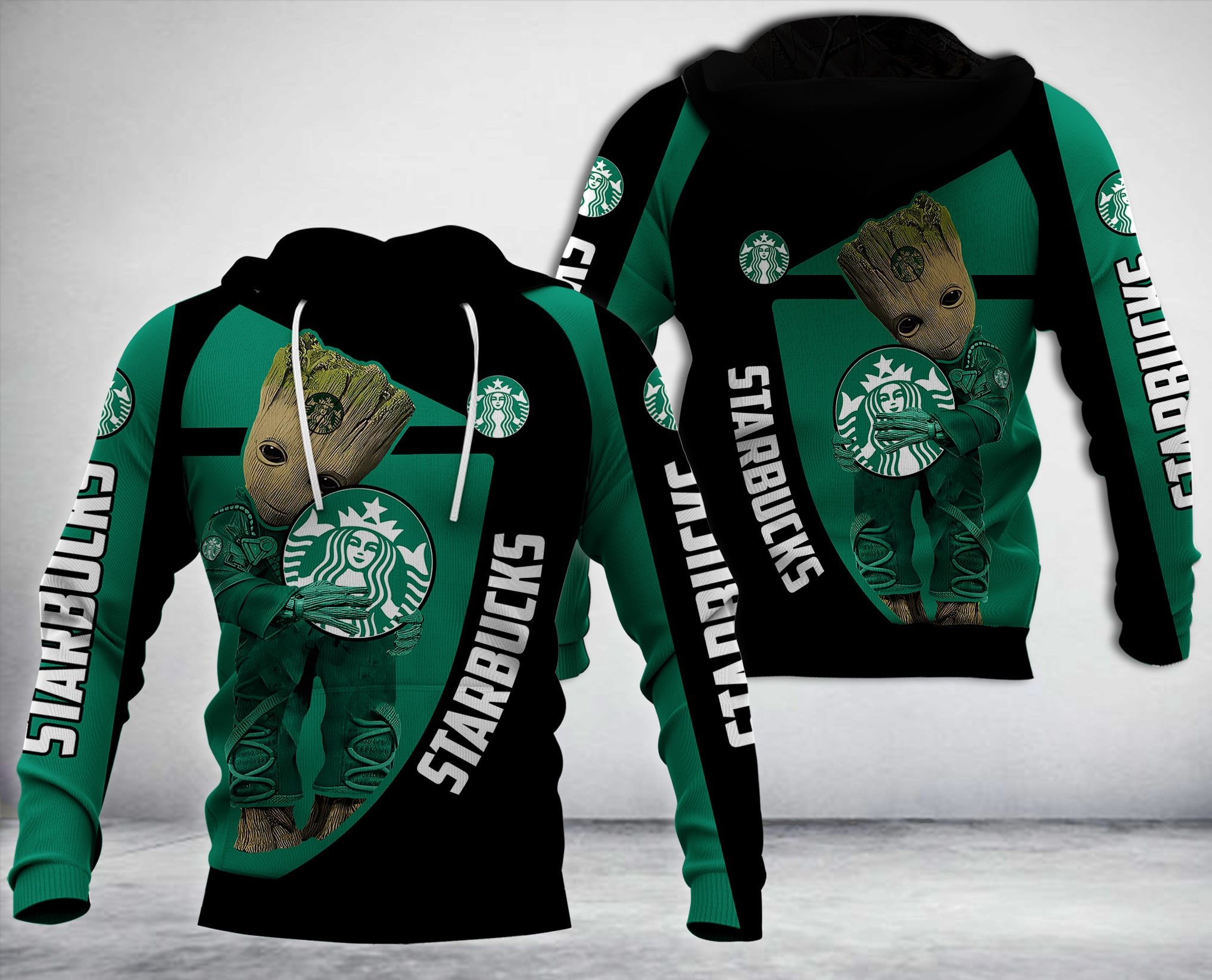 Baby Groot Hug Starbucks 3D Hoodie Baby Groot Hug Starbucks 3D Hoodie