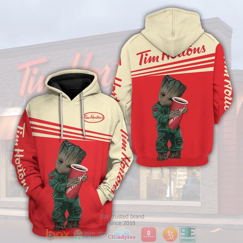 Baby Groot Hug Tim Hortons 3D Hoodie Baby Groot Hug Tim Hortons 3D Hoodie