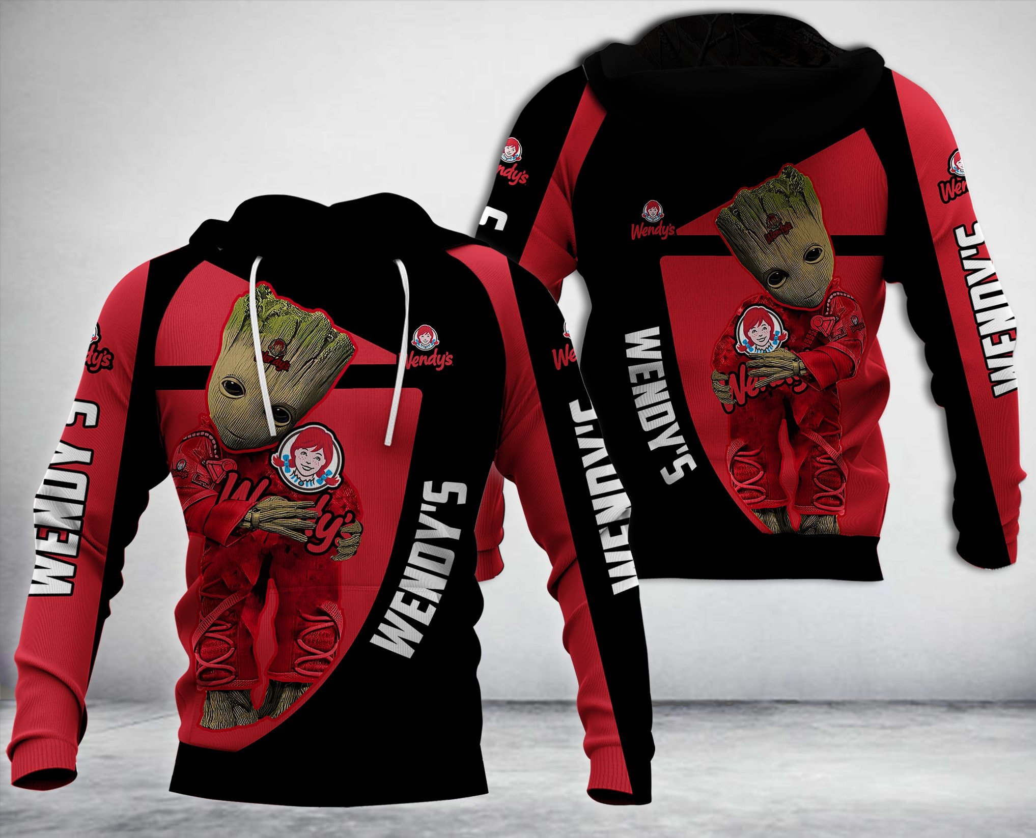 Baby Groot Hug Wendy’S 3D Hoodie Baby Groot Hug Wendy’S 3D Hoodie