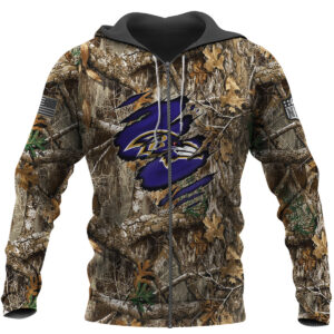 Baltimore Ravens Nfl Hunting Camo 3D Shirt