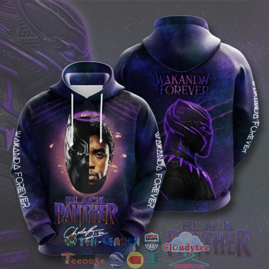 Black Panther Chadwick Boseman Signature Wankanda Forever 3D Hoodie Black Panther Chadwick Boseman Signature Wankanda Forever 3D Hoodie