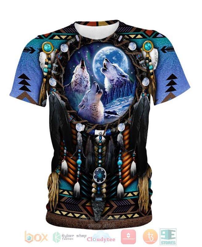 Blue Wolf Dreamcatcher 3D Shirt Blue Wolf Dreamcatcher 3D Shirt