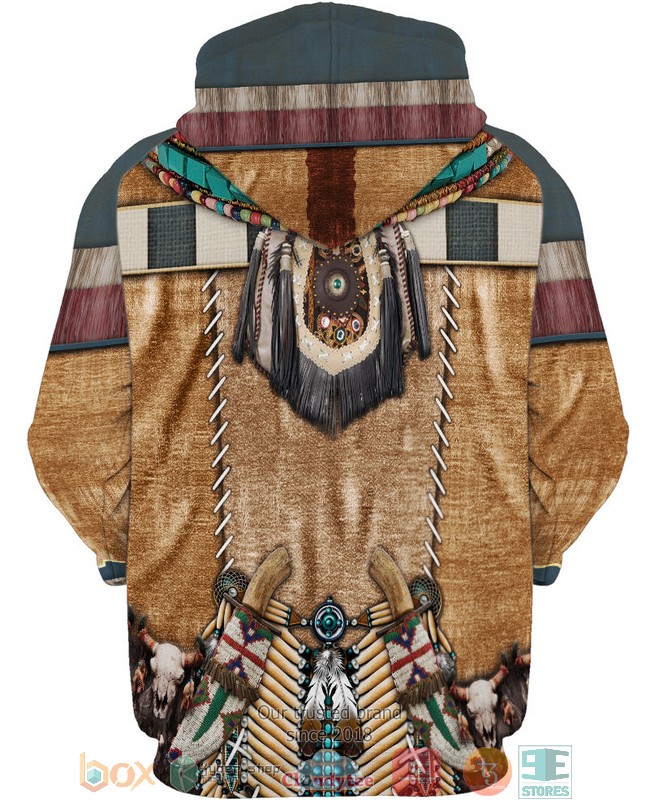Brown-Pattern-Warrior-Style-Native-American-3D-Shirt-Hoodie-2