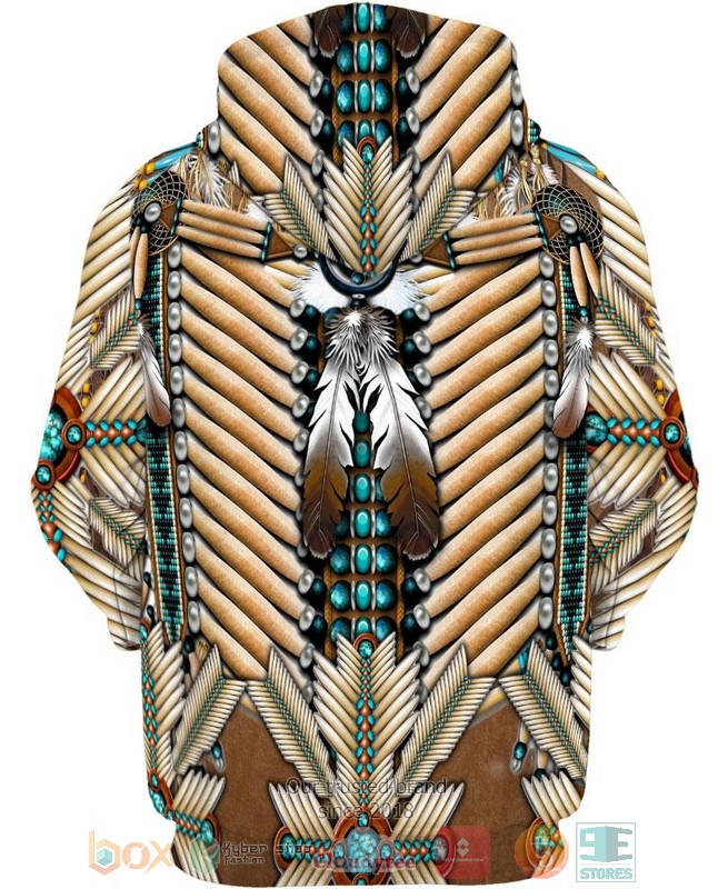 Brown-White-Bead-Feather-3D-Shirt-Hoodie-3-1