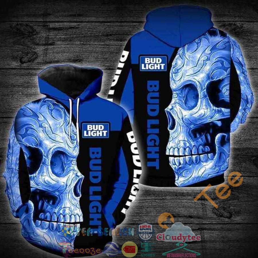 Bud Light Beer Skull Hoodie 3D Bud Light Beer Skull Hoodie 3D