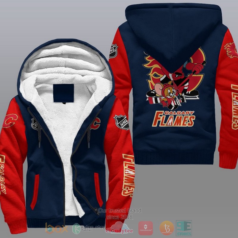 Calgary Flames Nhl Tom And Jerry Fleece Hoodie Calgary Flames Nhl Tom And Jerry Fleece Hoodie