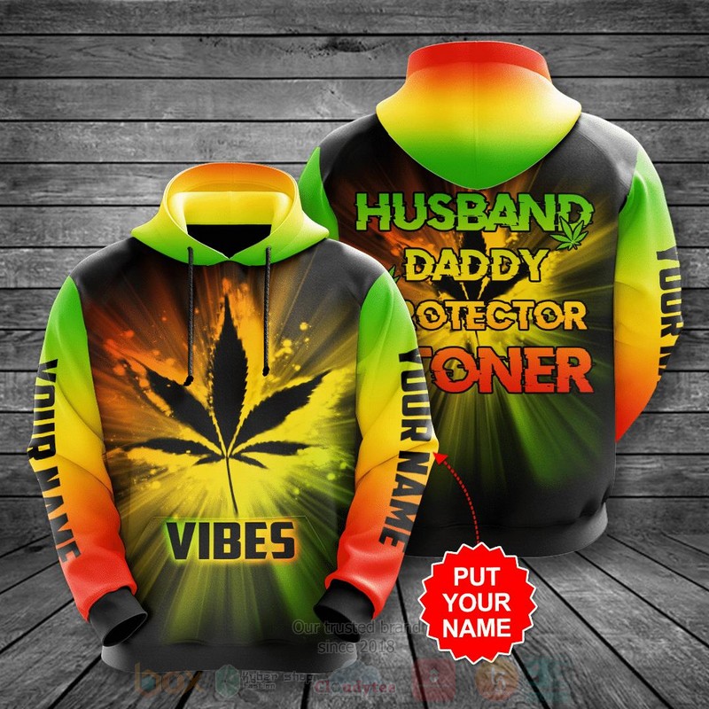 Cannabis Husband Daddy Protector Toddler Custom Name 3D Hoodie Cannabis Husband Daddy Protector Toddler Custom Name 3D Hoodie