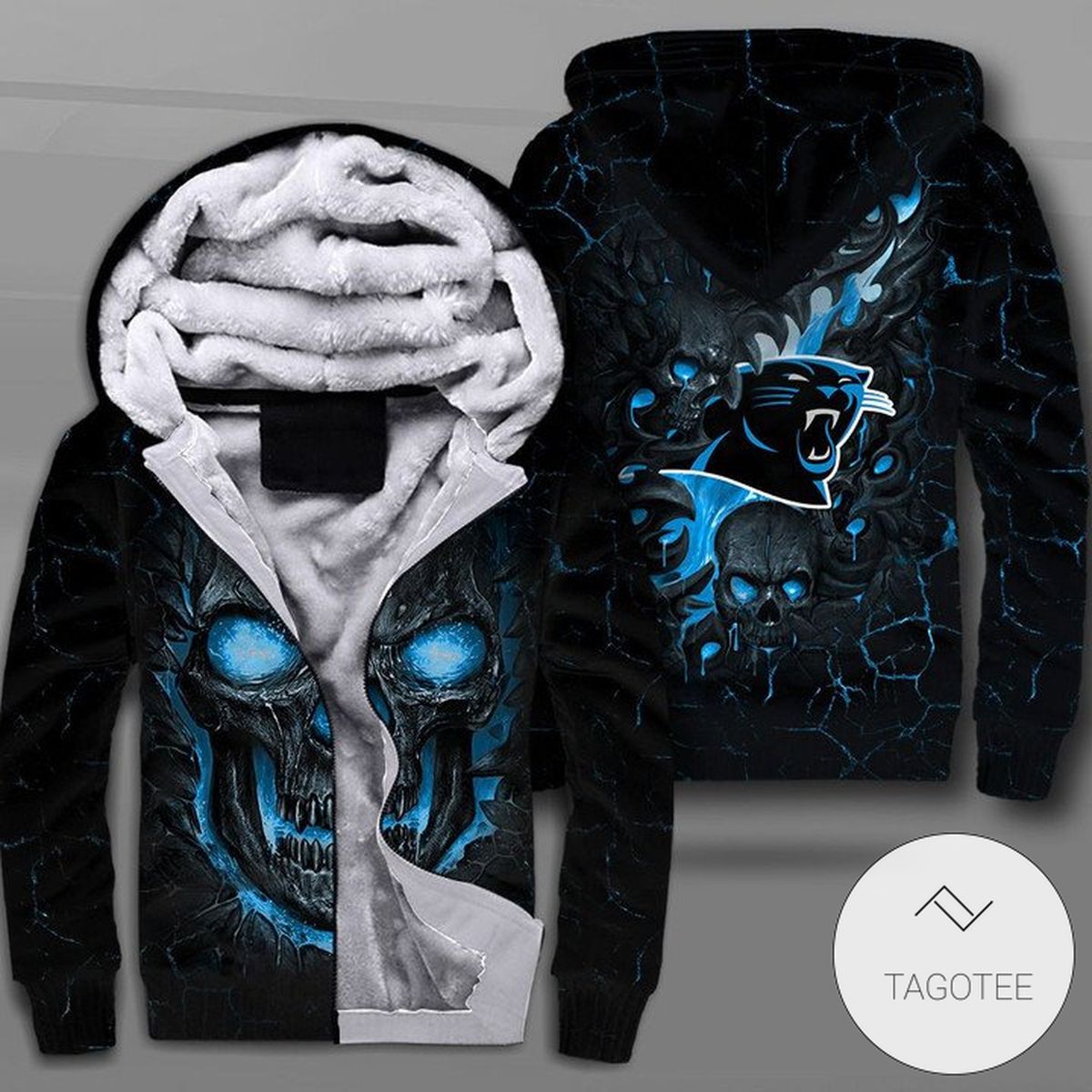 Carolina Panthers Lava Skull Zipper Fleece Hoodie Carolina Panthers Lava Skull Zipper Fleece Hoodie