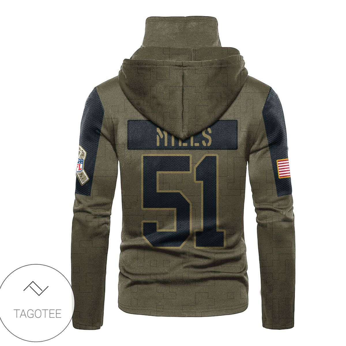 Carolina Panthers Number 51 Mills Team Logo Mask Hoodie Carolina Panthers Number 51 Mills Team Logo Mask Hoodie