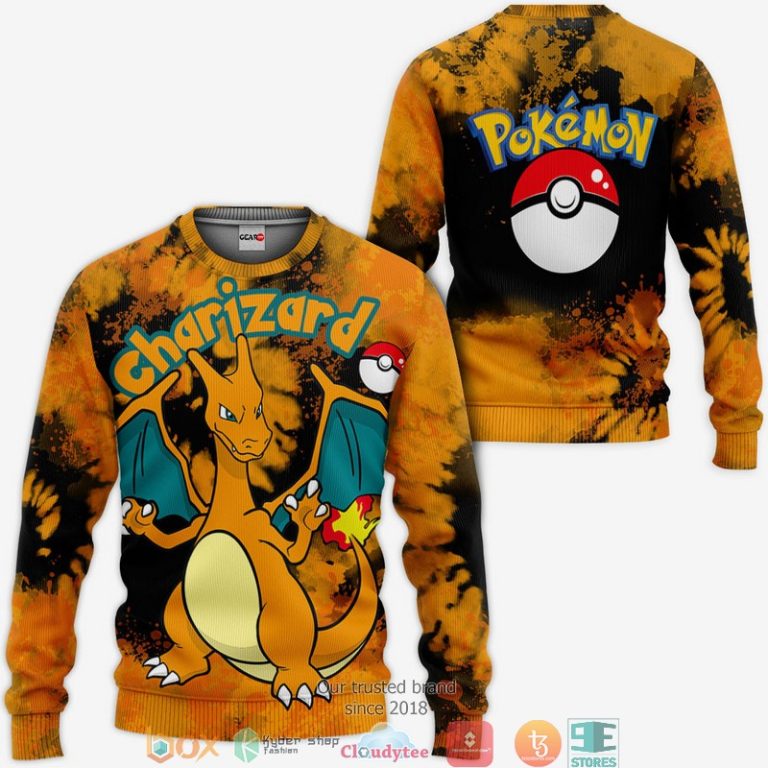 Charizard-Pokemon-Anime-Merch-Tie-Dye-3D-Hoodie-Bomber-Jacket-2