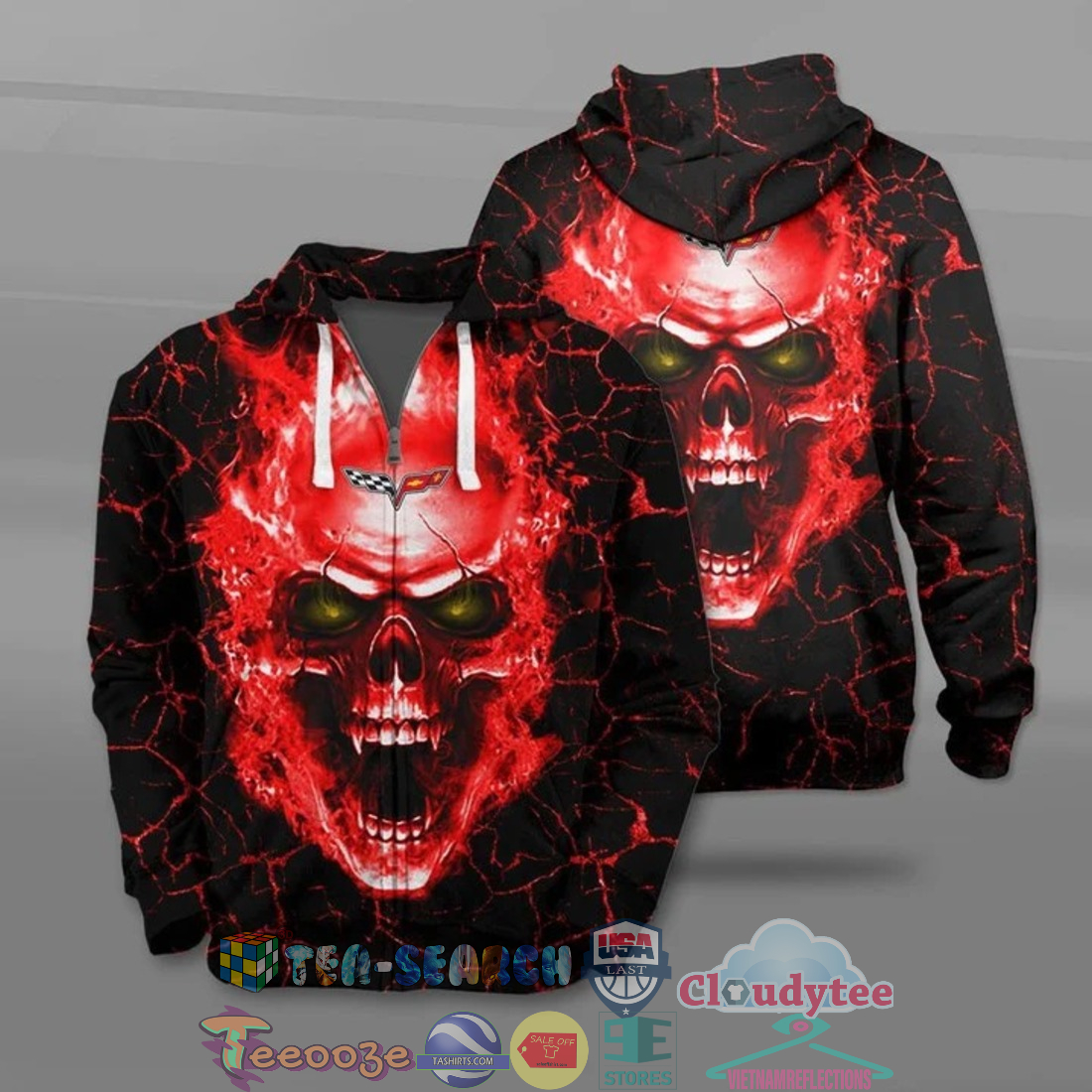 Chevrolet Corvette Skull Ver 1 All Over Printed T-Shirt Hoodie Chevrolet Corvette Skull Ver 1 All Over Printed T-Shirt Hoodie