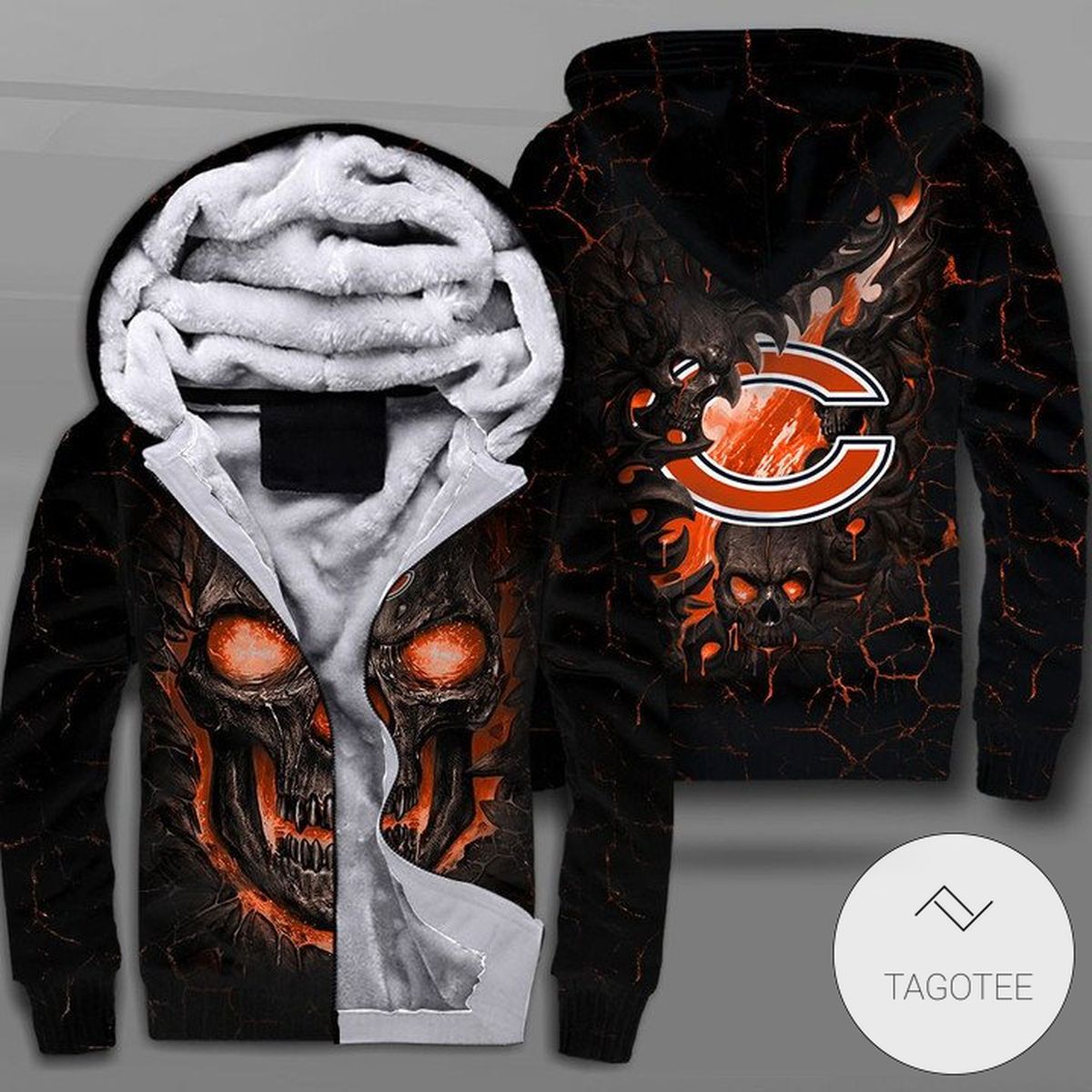 Chicago Bears Lava Skull Zipper Fleece Hoodie Chicago Bears Lava Skull Zipper Fleece Hoodie