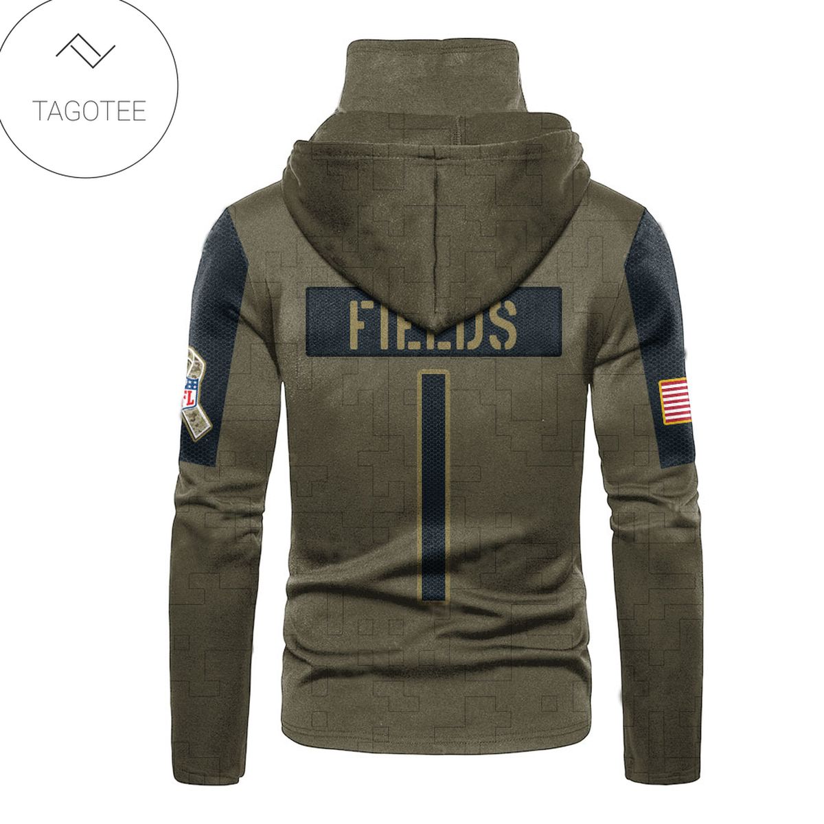 Chicago Bears Number 1 Justin Fields Mask Hoodie Chicago Bears Number 1 Justin Fields Mask Hoodie