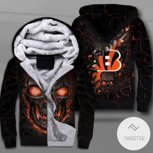 Cincinnati Bengals Lava Skull Zipper Fleece Hoodie