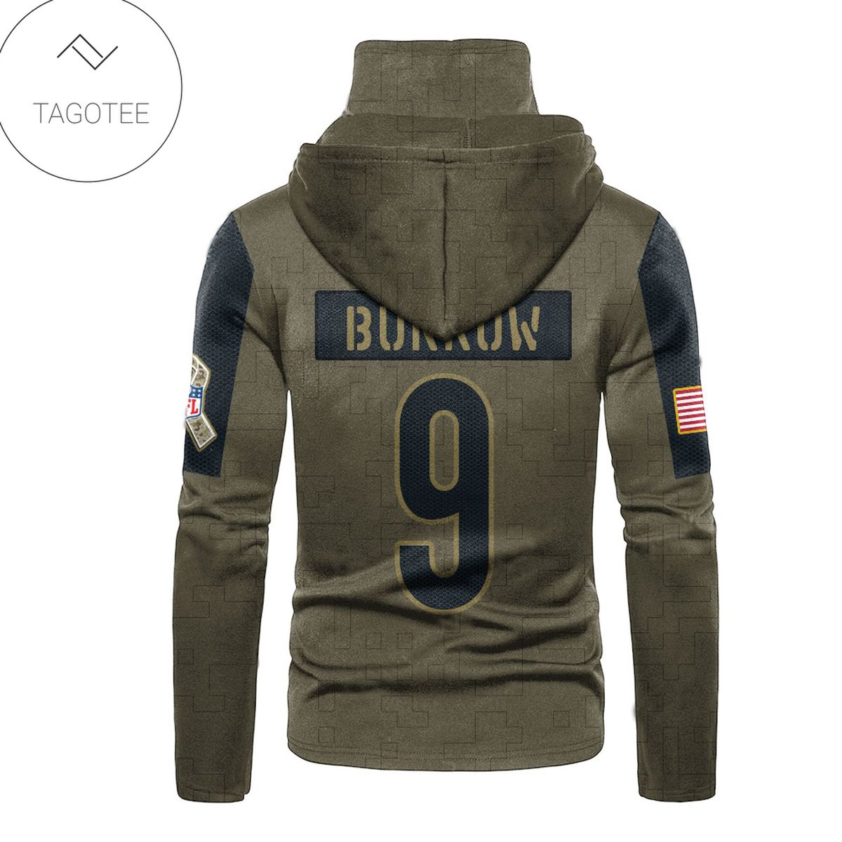Cincinnati Bengals Number 9 Joe Burrow Mask Hoodie Cincinnati Bengals Number 9 Joe Burrow Mask Hoodie
