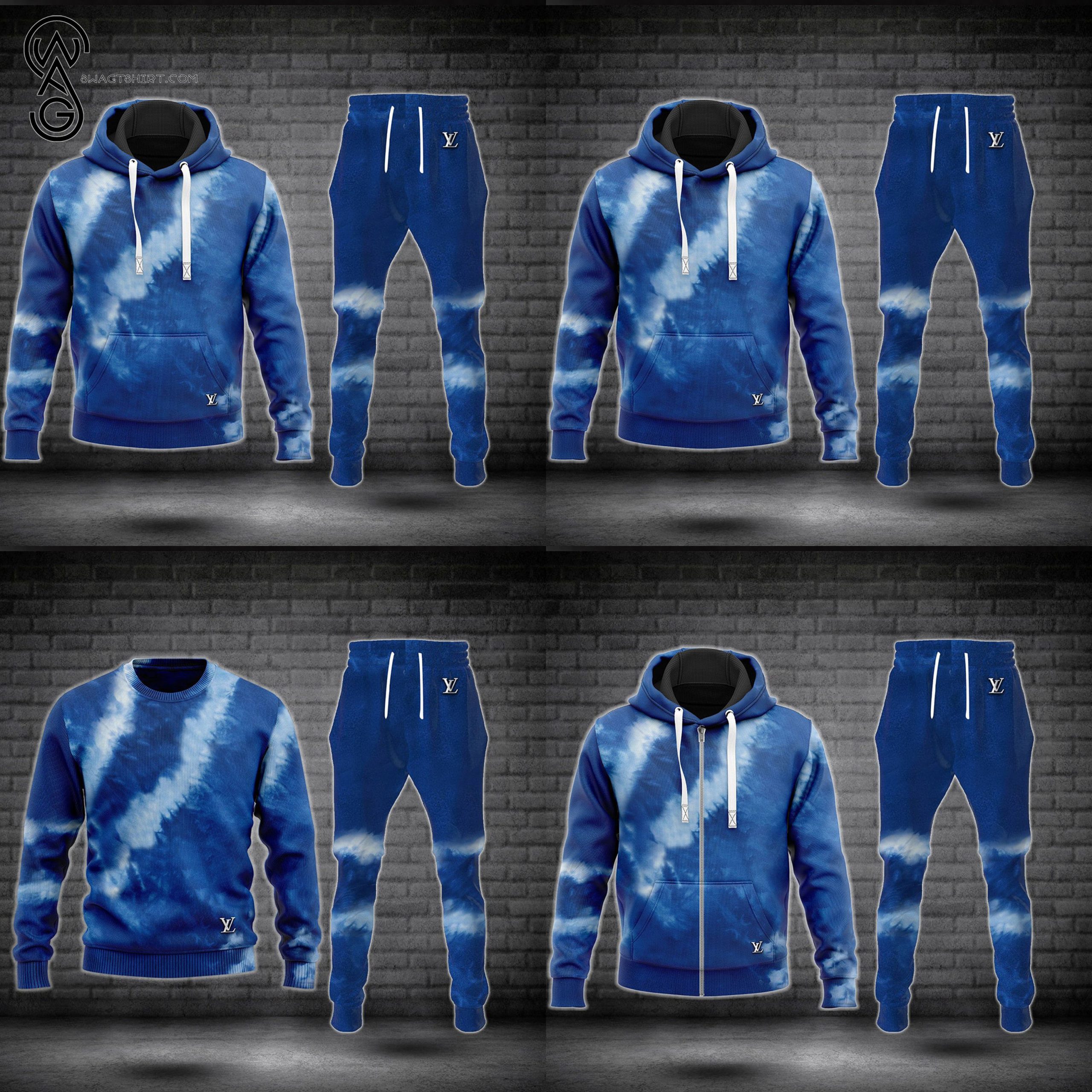 Combo Louis Vuitton Navy Sky Hoodie Bomber Jacket And Pants Combo Louis Vuitton Navy Sky Hoodie Bomber Jacket And Pants