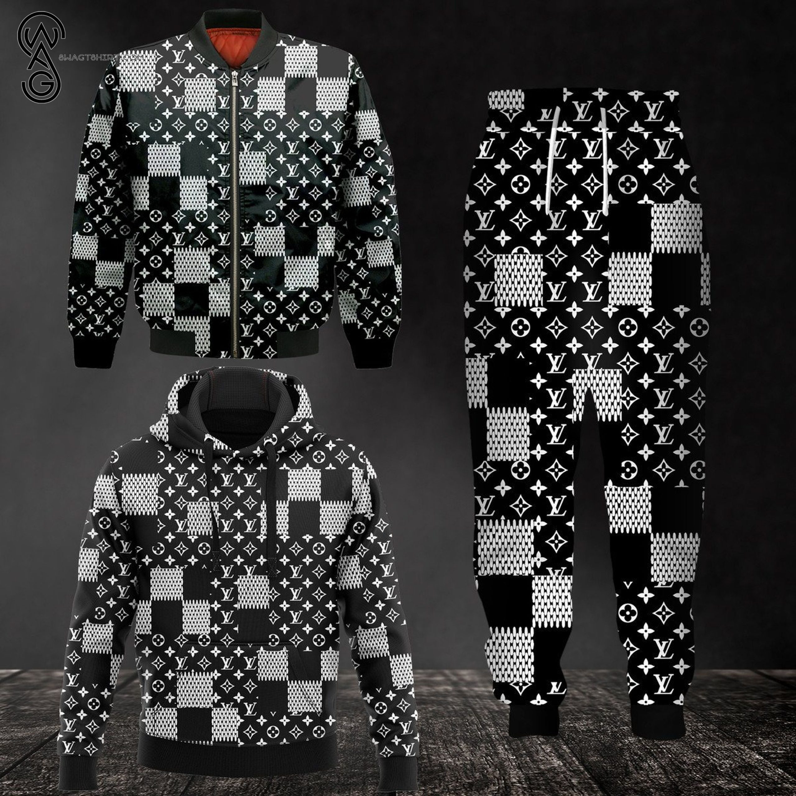Combo Louis Vuitton Pattern Symbol Version Hoodie Bomber Jacket And Pants Combo Louis Vuitton Pattern Symbol Version Hoodie Bomber Jacket And Pants