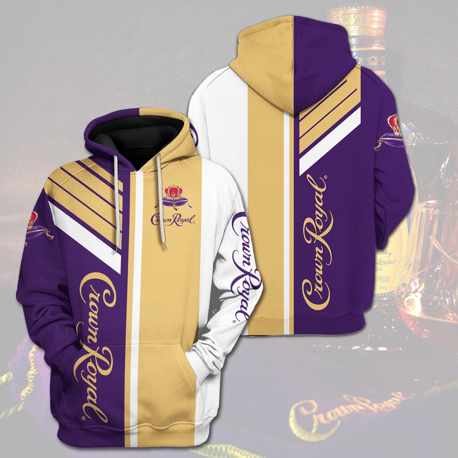Crown Royal Purple Yellow 3D Hoodie Crown Royal Purple Yellow 3D Hoodie