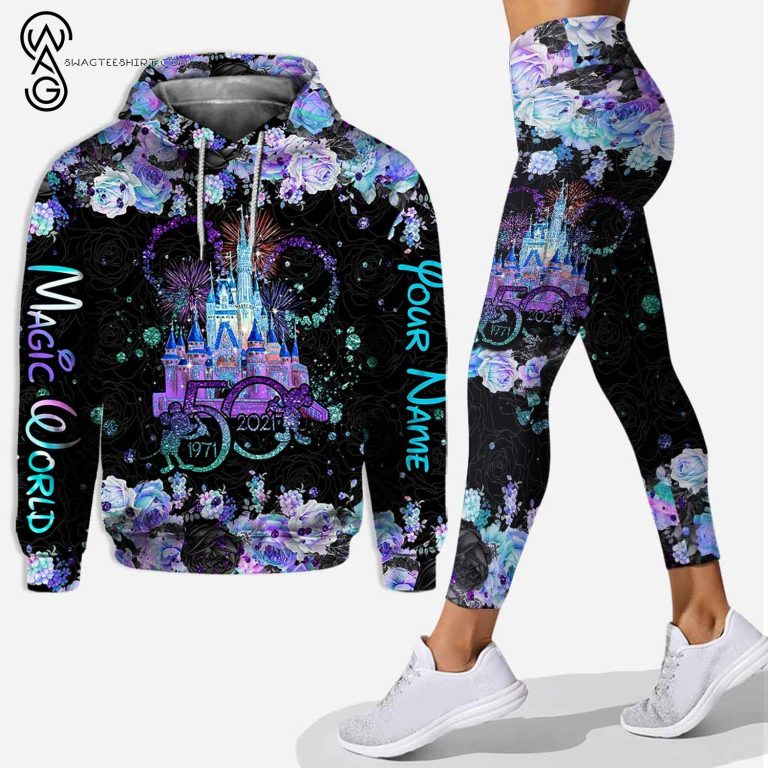 Custom-50-Years-Of-Magic-The-Disney-Castle-Floral-Hoodie-And-Leggings-1