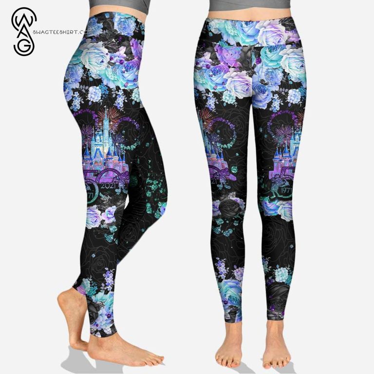 Custom-50-Years-Of-Magic-The-Disney-Castle-Floral-Hoodie-And-Leggings-3