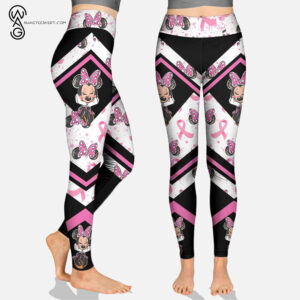 Custom Fight Like A Girl Breast Cancer Awareness Minnie Mouse Hoodie And Leggings