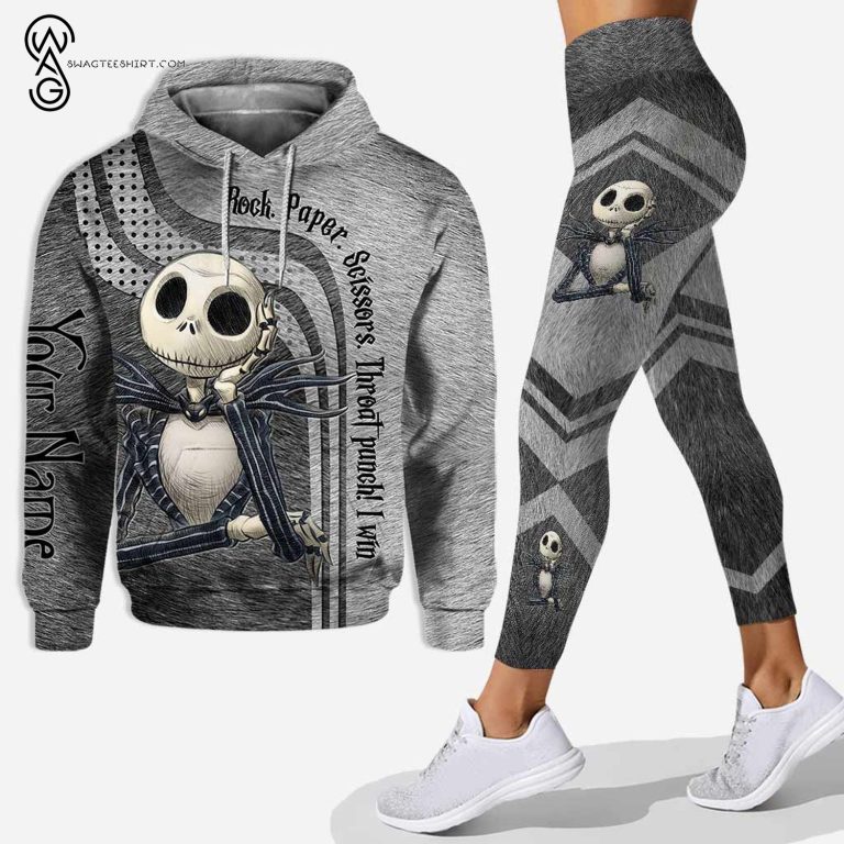 Custom-Rock-Paper-Scissors-Throat-Punch-I-Win-Jack-Skellington-Full-Print-Hoodie-And-Leggings-1