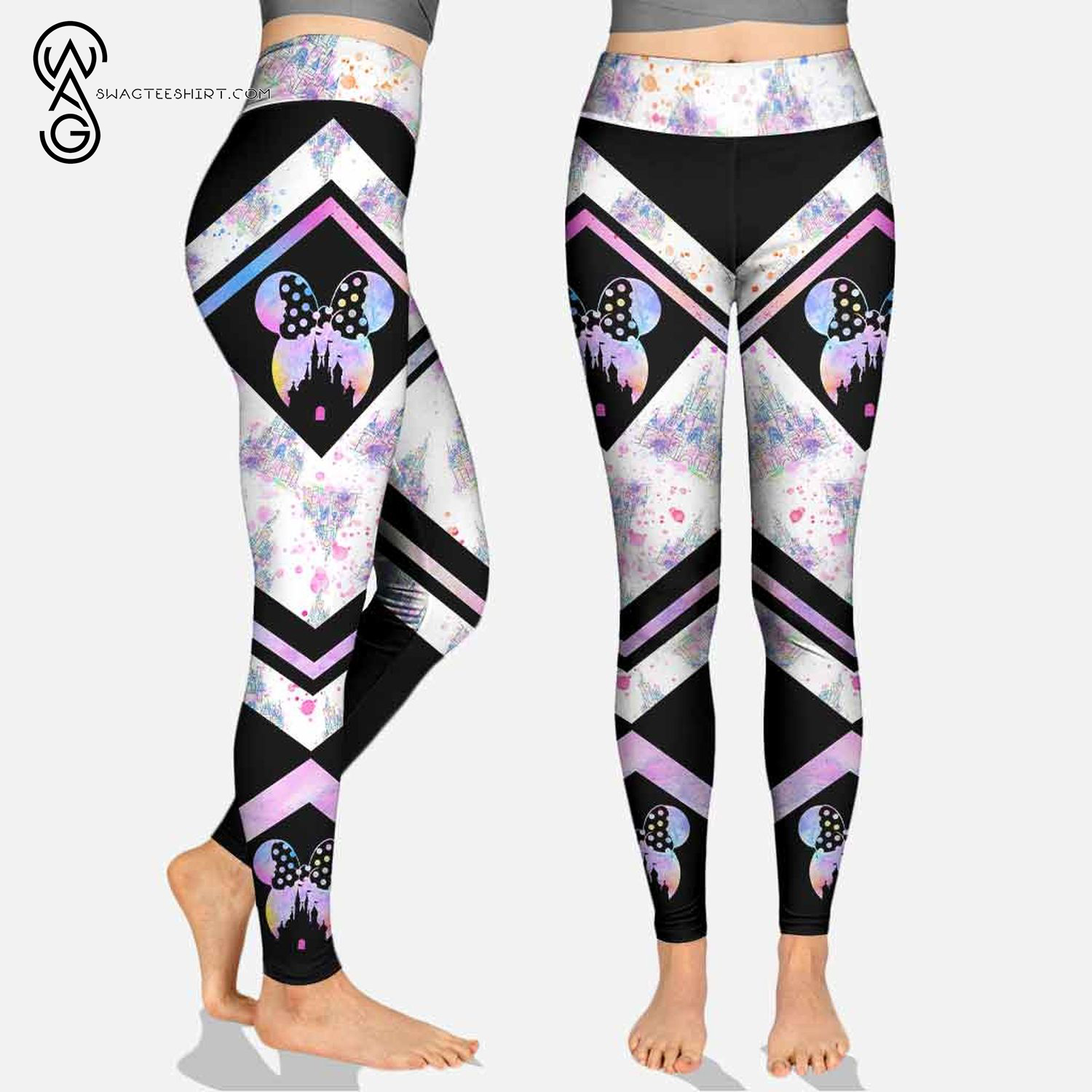 Custom The Disney Castle Watercolor Hoodie And Leggings Custom The Disney Castle Watercolor Hoodie And Leggings