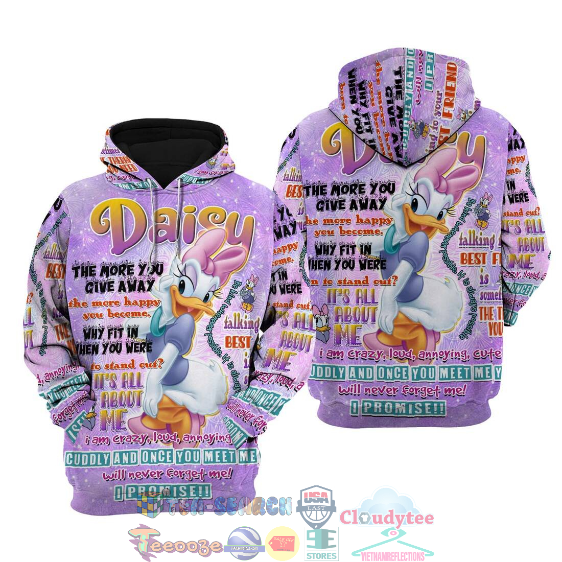 Daisy Duck Punk Words Pattern Disney Quotes Hoodie 3D Daisy Duck Punk Words Pattern Disney Quotes Hoodie 3D