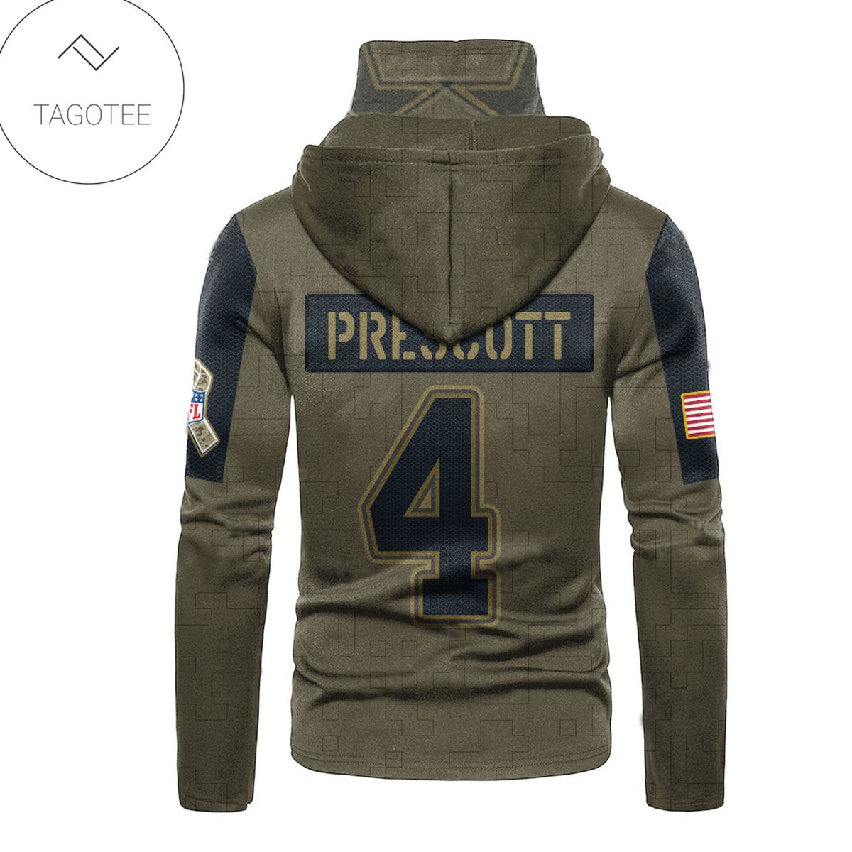 Dallas Cowboys Number 4 Dak Prescott Mask Hoodie Dallas Cowboys Number 4 Dak Prescott Mask Hoodie