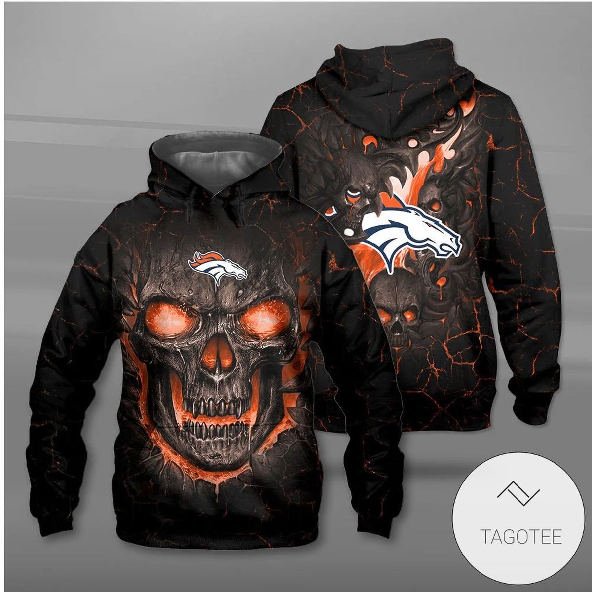 Denver Broncos Lava Skull Hoodie Denver Broncos Lava Skull Hoodie