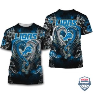 Detroit Lions Dragon Nfl 3D Hoodie T-Shirt